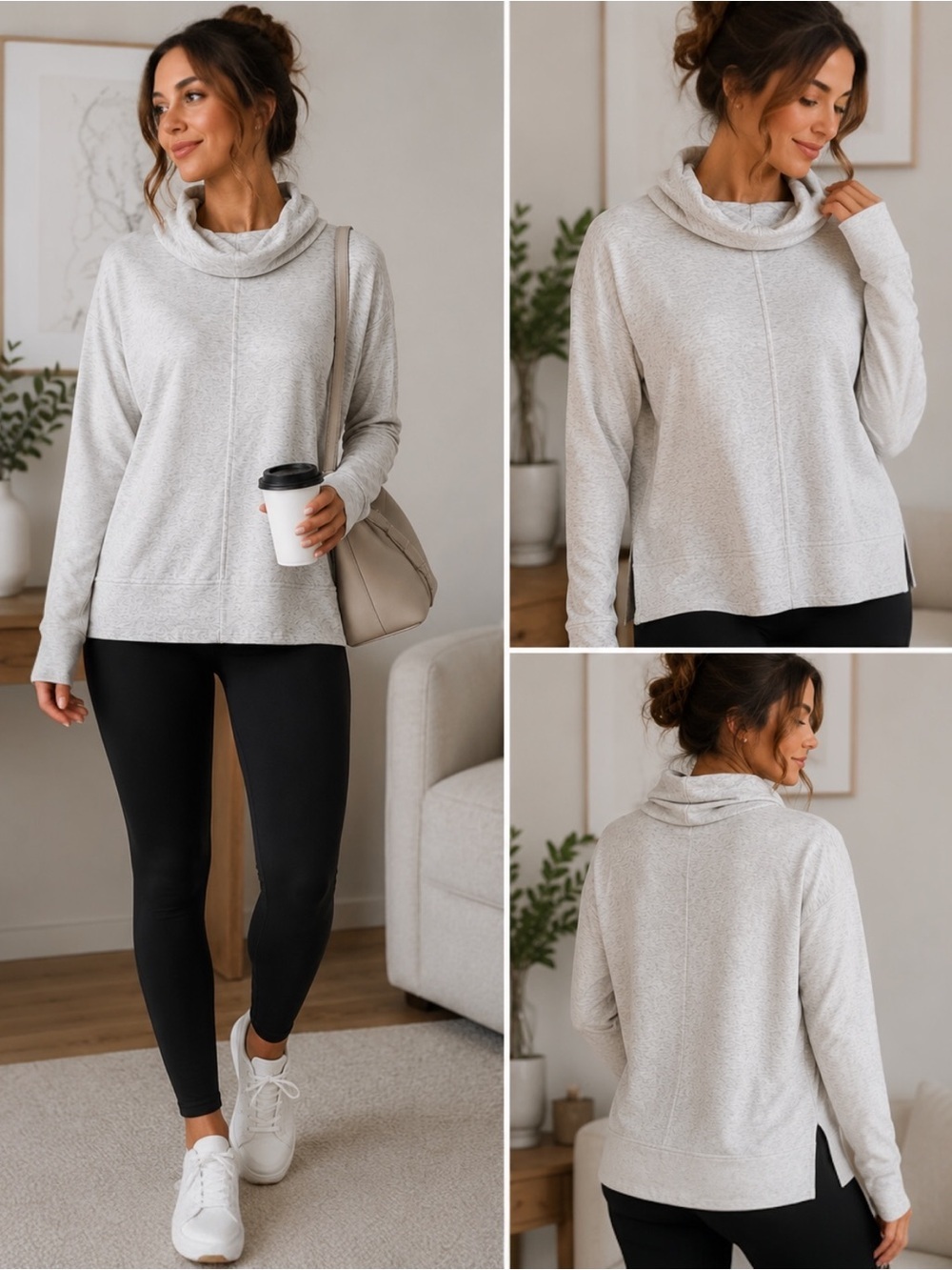 Banana Republic Cloud Terry Cowl Neck Pullover Sweatshirt Gray Size Small